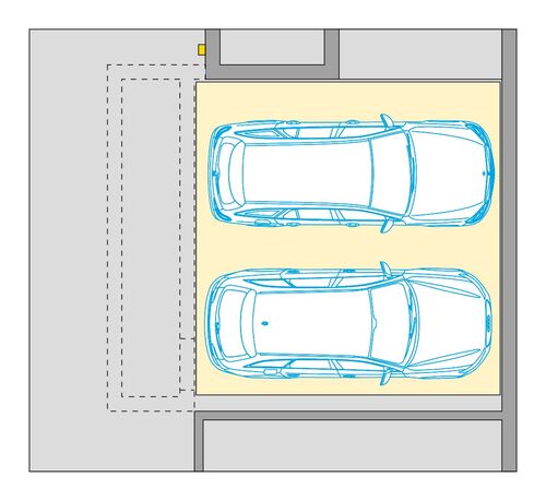 The diagram shows the arrangement of the cars in a parking system