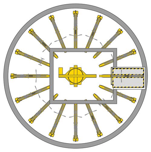 Grafik zeigt die Anordnung der Fahrräder in einem Parksystem