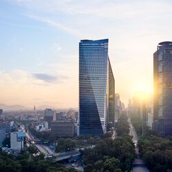 Ansicht aus der Luft auf ein Gebäude in Mexiko City