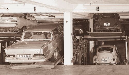Cars parked in an automated parking system