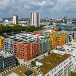 Aerial view of the colourful building in the Ludwigsquartier