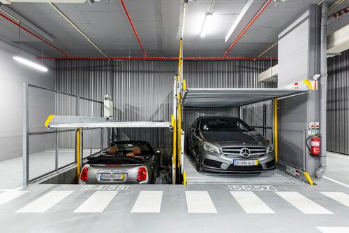 Cars are parked in a car parking system