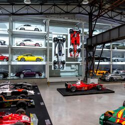 Cars are parked in a rack storage system