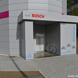 Foto des Einfahrtsbereich des Fahrradparksystems