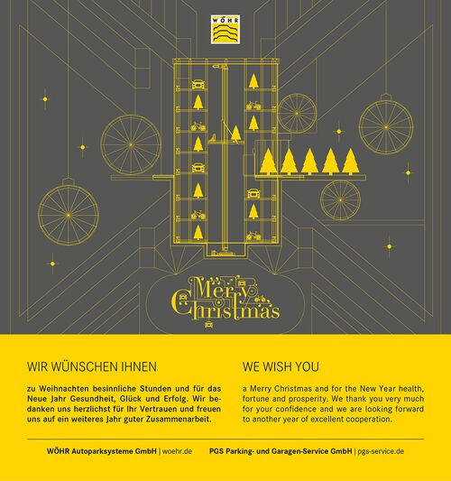 Weihnachtskarte mit Grußworten mit Skizze eines Parksystems