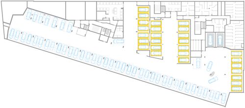Übersichtsgrafik über die Verteilung der Parksysteme in der Tiefgarage