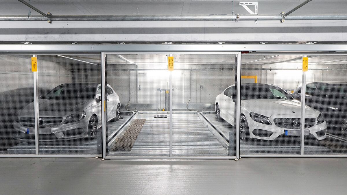 Cars are parked in a parking system